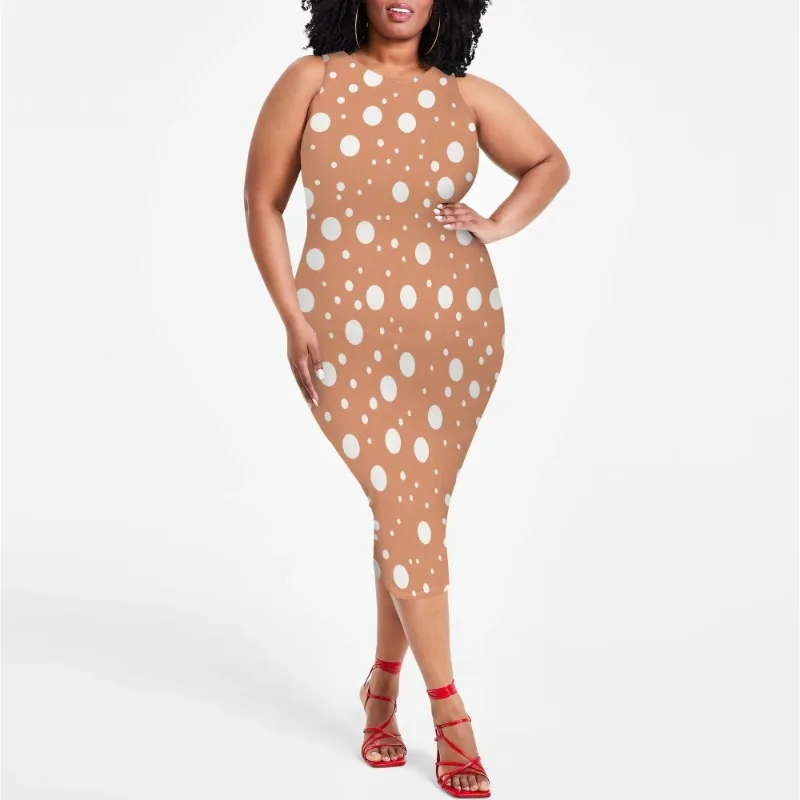 Women Casual Sexy Bodycon Tank Top Round Neck Dress Summer Pencil Sleeveless Basic Midi Club Dresses Beach Party - Image 10