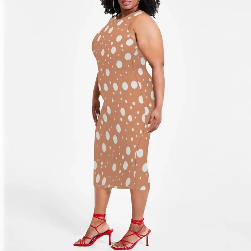 Women Casual Sexy Bodycon Tank Top Round Neck Dress Summer Pencil Sleeveless Basic Midi Club Dresses Beach Party - Image 15