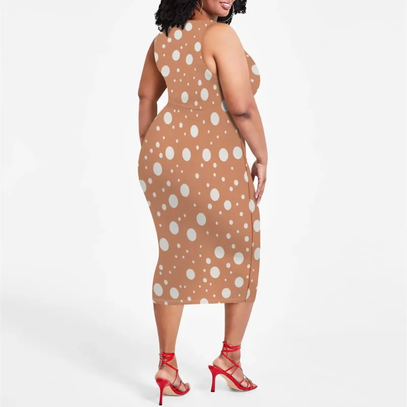 Women Casual Sexy Bodycon Tank Top Round Neck Dress Summer Pencil Sleeveless Basic Midi Club Dresses Beach Party - Image 16
