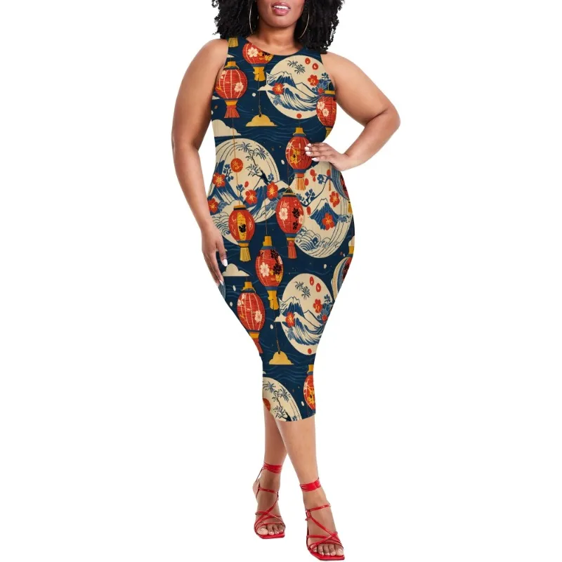 Women Casual Sexy Bodycon Tank Top Round Neck Dress Summer Pencil Sleeveless Basic Midi Club Dresses Beach Party - Image 3