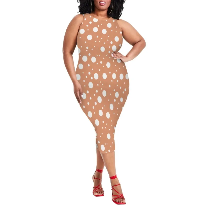 Women Casual Sexy Bodycon Tank Top Round Neck Dress Summer Pencil Sleeveless Basic Midi Club Dresses Beach Party - Image 33