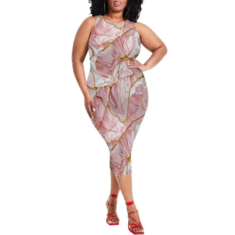 Women Casual Sexy Bodycon Tank Top Round Neck Dress Summer Pencil Sleeveless Basic Midi Club Dresses Beach Party - Image 64