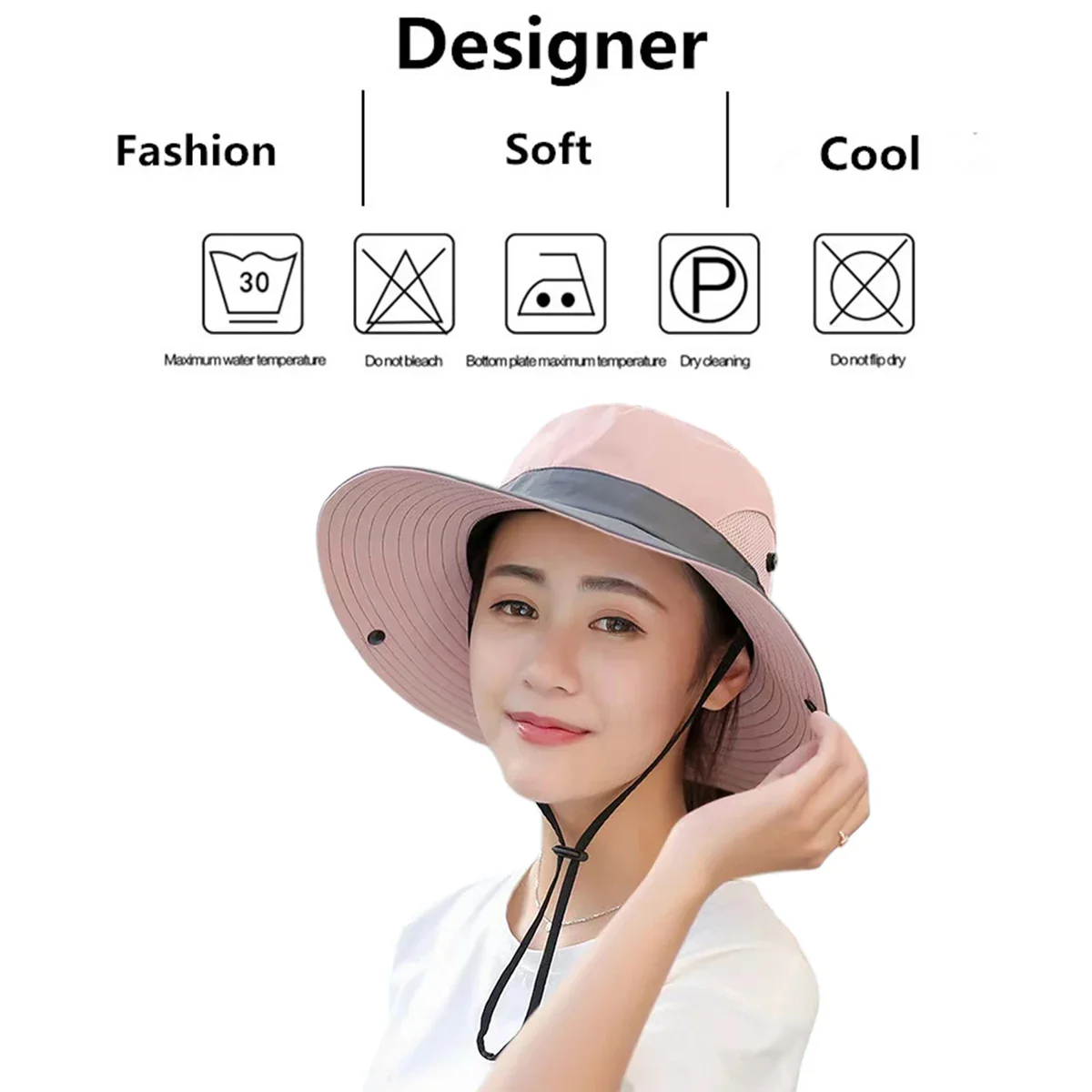 Women Large Brim With Leaking Ponytail Quick Drying Bucket Hats Fishermen Caps Outdoor Casual Cap Women Sunscreen Hat - Image 6