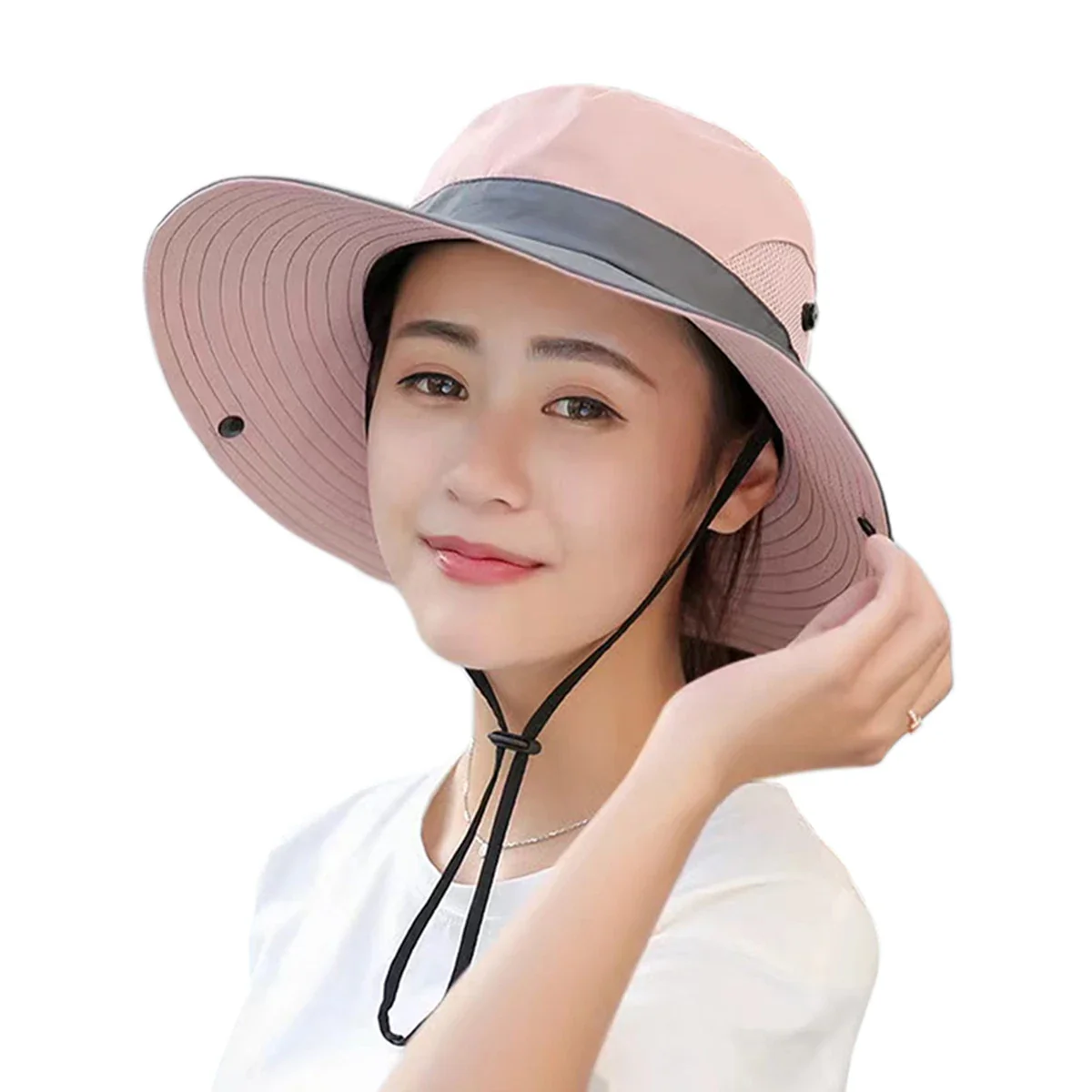 Women Large Brim With Leaking Ponytail Quick Drying Bucket Hats Fishermen Caps Outdoor Casual Cap Women Sunscreen Hat - Image 8