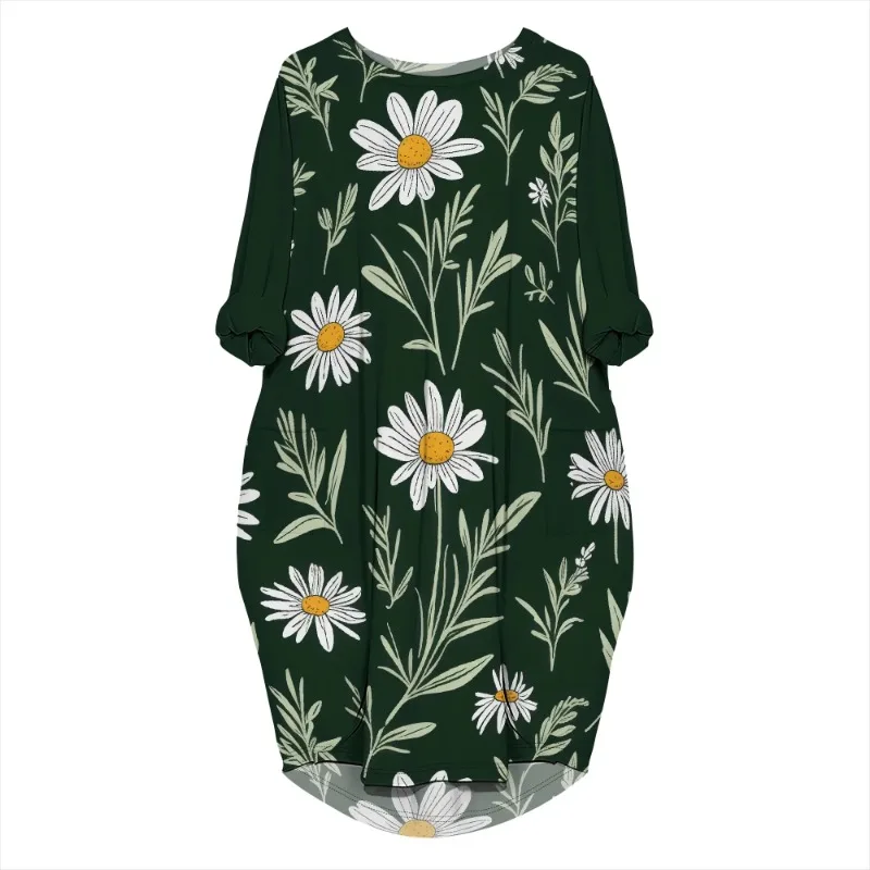 Women's printed loose long sleeved summer plus size dress Cross border Summer New Fashion - Image 52