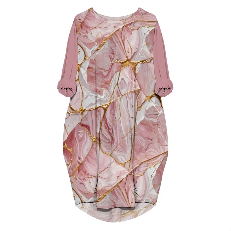 Women's printed loose long sleeved summer plus size dress Cross border Summer New Fashion - Image 59