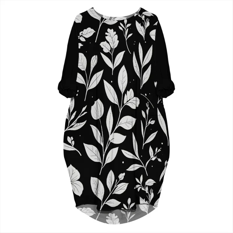 Women's printed loose long sleeved summer plus size dress Cross border Summer New Fashion - Image 76
