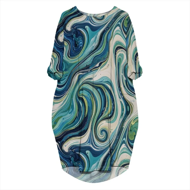 Women's printed loose long sleeved summer plus size dress Cross border Summer New Fashion - Image 79