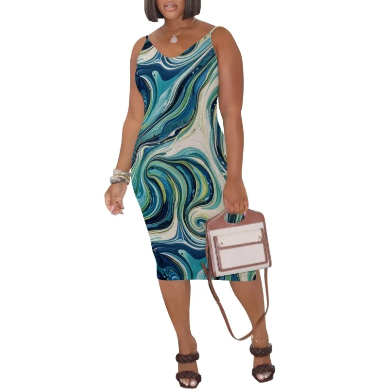 Womens Summer Short Sundress Plus Size Tank Sleeveless T-Shirt Midi Dress Beach Loose Fit Casual Dress - Image 26