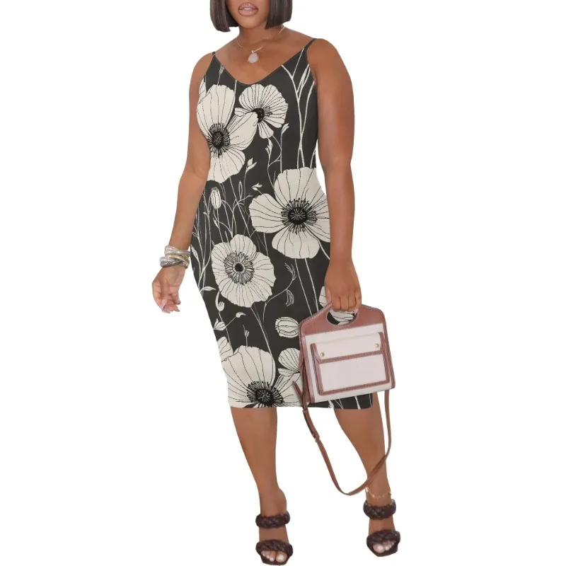Womens Summer Short Sundress Plus Size Tank Sleeveless T-Shirt Midi Dress Beach Loose Fit Casual Dress - Image 4