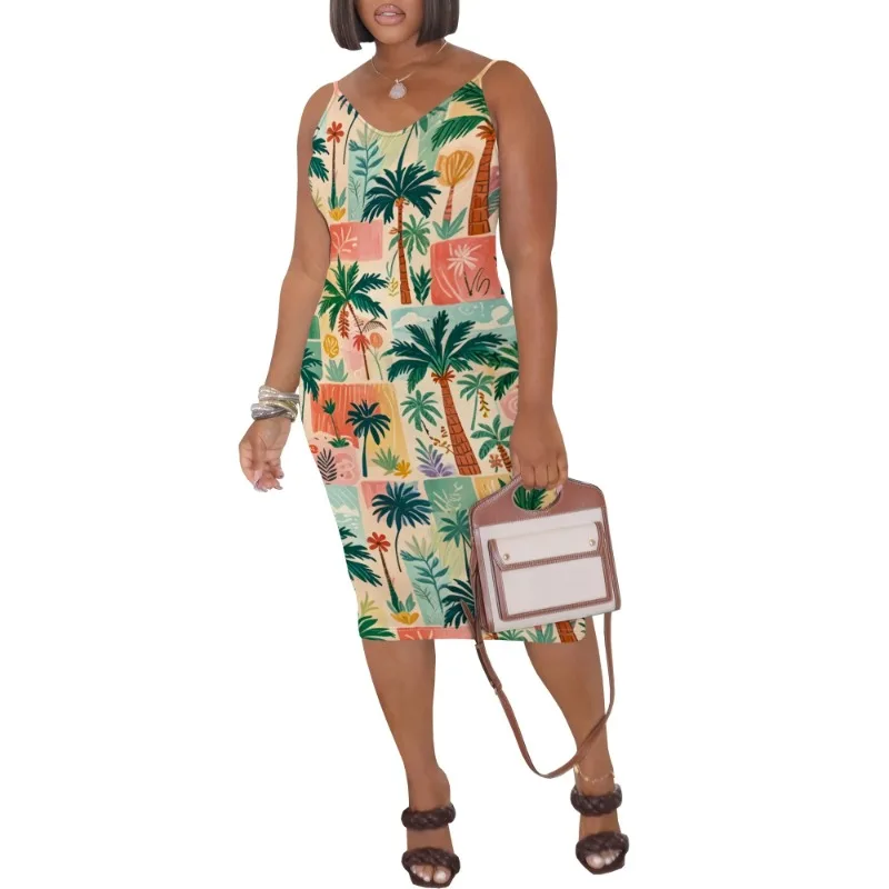 Womens Summer Short Sundress Plus Size Tank Sleeveless T-Shirt Midi Dress Beach Loose Fit Casual Dress - Image 66