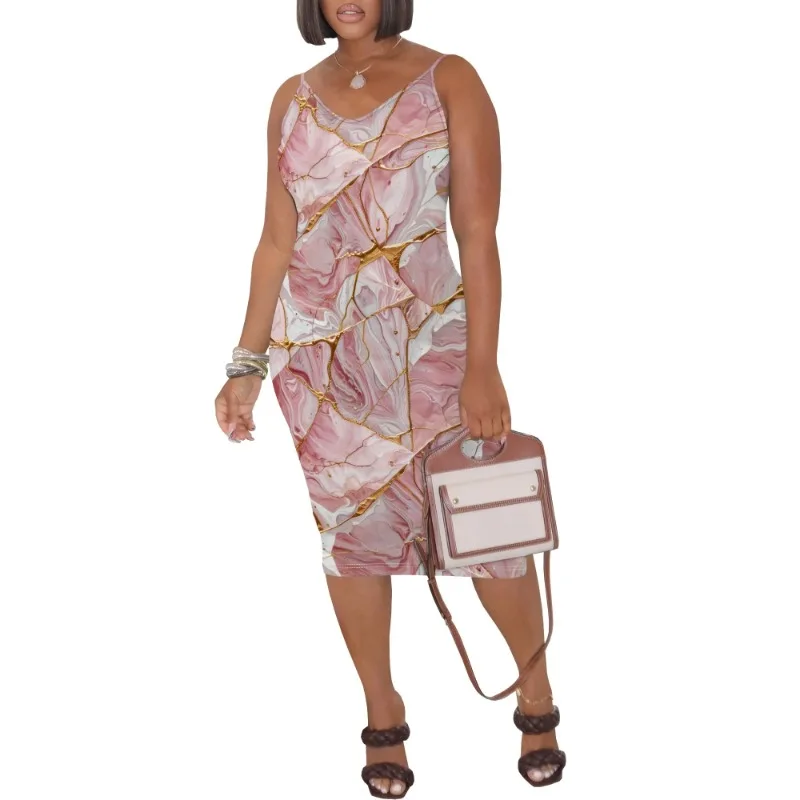 Womens Summer Short Sundress Plus Size Tank Sleeveless T-Shirt Midi Dress Beach Loose Fit Casual Dress - Image 81